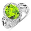 Image 1 : 14KT White Gold 3.85ctw Peridot and Diamond Ring