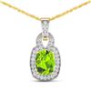 Image 1 : 14KT Yellow Gold 2ctw Peridot and Diamond Pendant