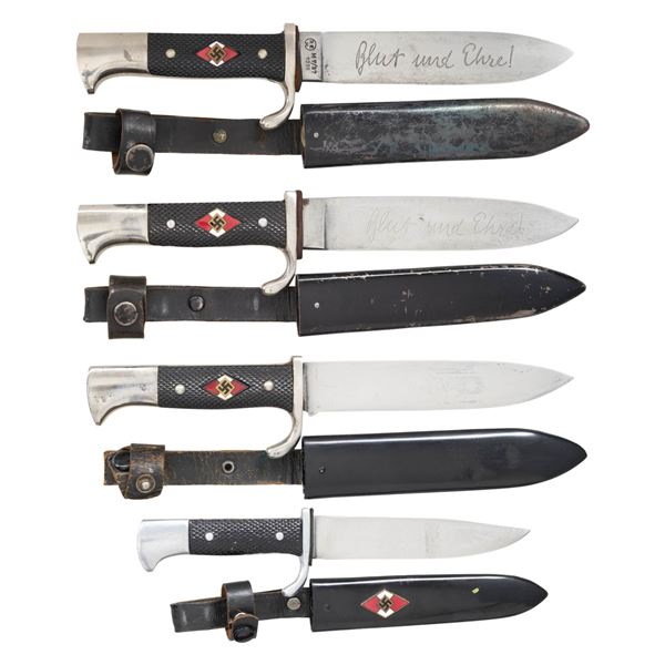 4 WWII GERMAN HITLER YOUTH KNIVES.