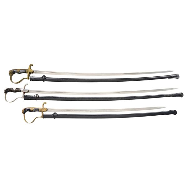 2 WWII GERMAN OFFICER'S SWORDS & 1 IMPERIAL GERMAN