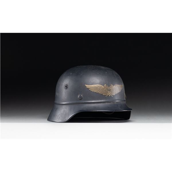 SCARCE WWII GERMAN BEADED M35 LUFTSCHUTZ HELMET.