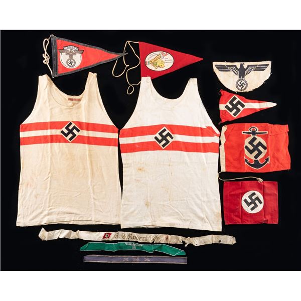 WWII GERMAN SPORT SHIRTS, PENNANTS, AND MORE.