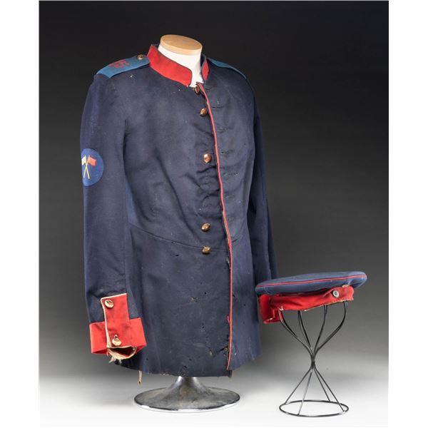 WWI PRUSSIAN INFANTRY SIGNAL CORPS TUNIC AND HAT.