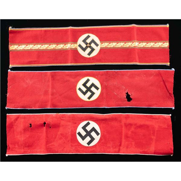 3 WWII GERMAN POLITICAL LEADER ARMBANDS.