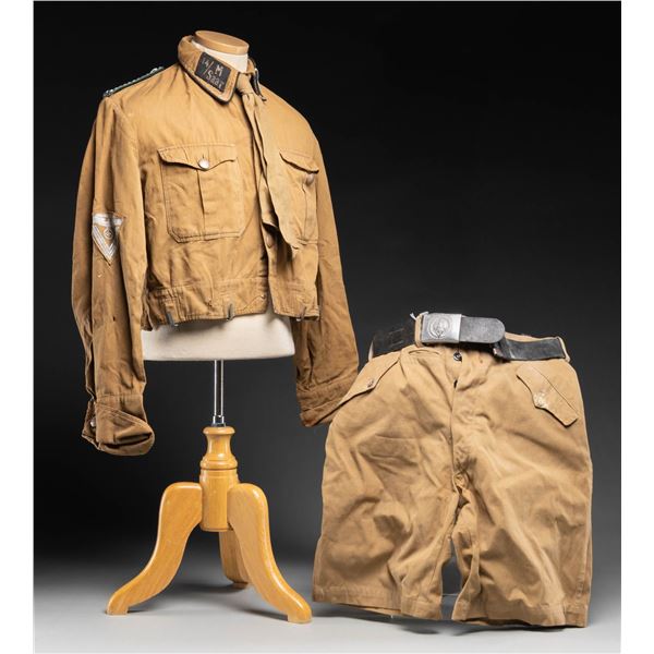 WWII GERMAN NSKK DRIVER'S SHIRT AND HJ SHORTS.