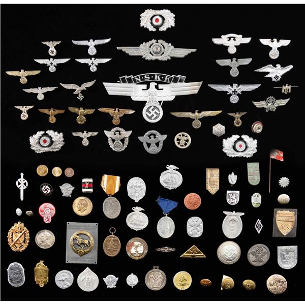 WWII GERMAN BADGES, TINNIES, PINS, EAGLES & MORE.