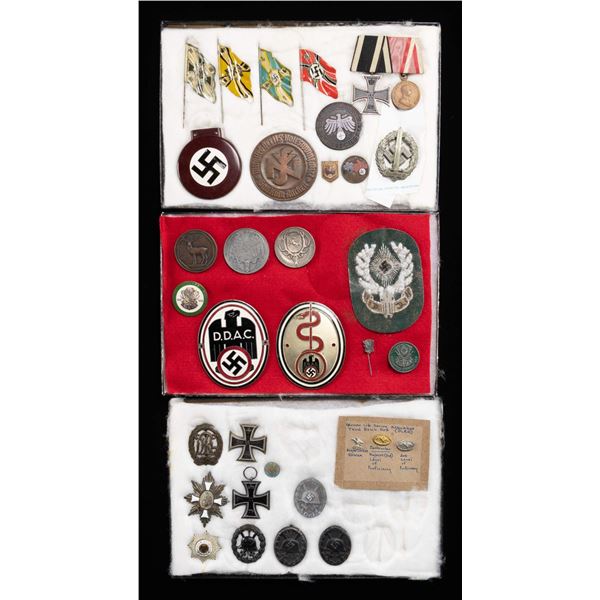 WWII GERMAN MEDALS, BADGES, PLATES, PINS, & MORE.