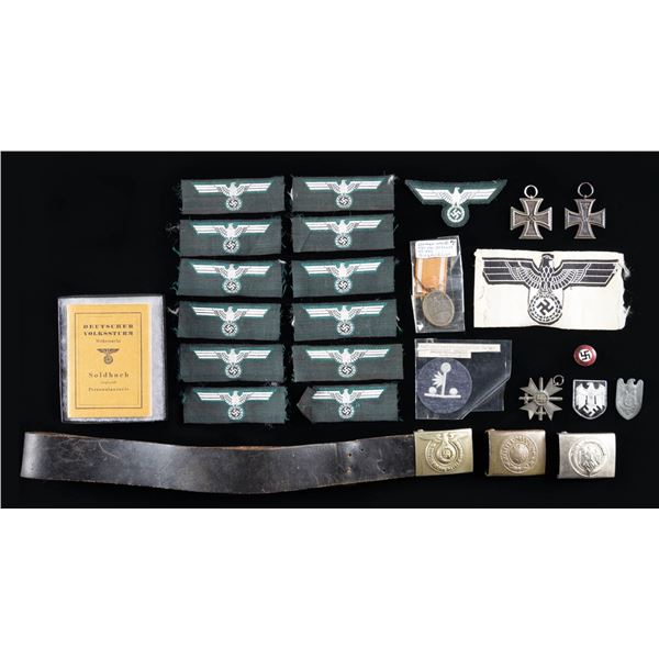 WWII GERMAN BELT BUKLES, MEDALS, CLOTH, & MORE.