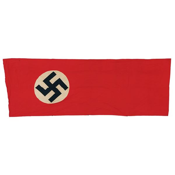 WWII GERMAN BANNER, FLAG, AN ARMBAND, AND A CAP