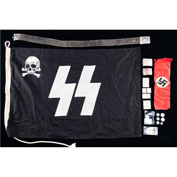 WWII GERMAN STAMPS, FLAG, BUCKLES, ARMBAND & MORE.