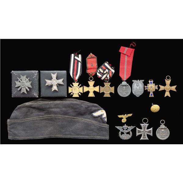WWI & WWII GERMAN MEDALS, BADGES, HAT & MORE.