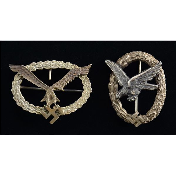 2 WWII STYLE GERMAN LUFTWAFFE BADGES.