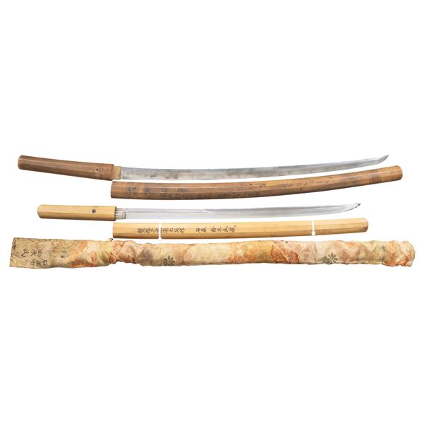 2 KATANA BLADES IN SHIRASAYA.