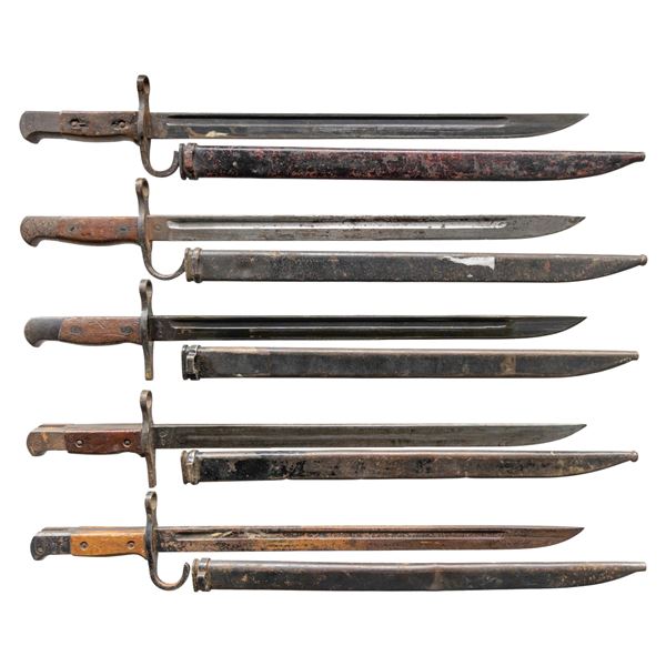 5 WWII JAPANESE TYPE 30 ARISAKA BAYONETS.