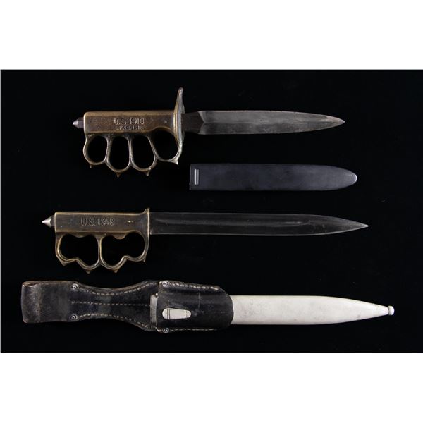 TWO U.S. MARKED TRENCH KNIVES.
