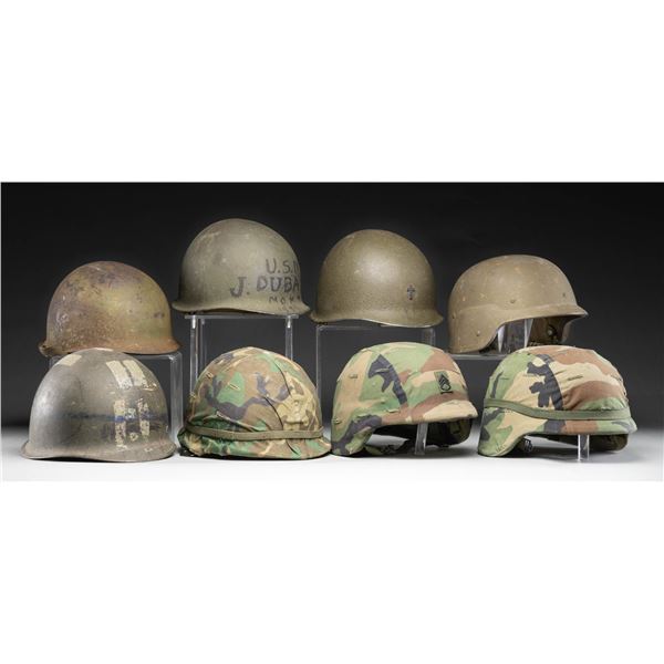 LOT OF 8 USGI HELMETS.