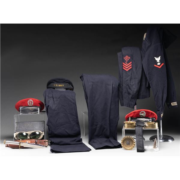 LOT NAVAL & MILITARY ITEMS WITH KNIFE.