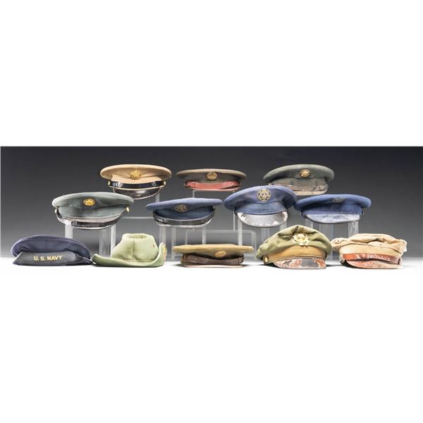 12 US MILITARY HATS FROM WWII TO VIETNAM.