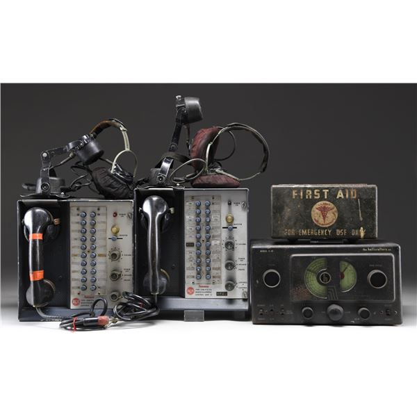 2 RADIO TELEPHONE UNITS, A RECEIVER, HEADPHONE SET