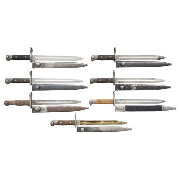 LOT OF 7 FOREIGN BAYONETS.