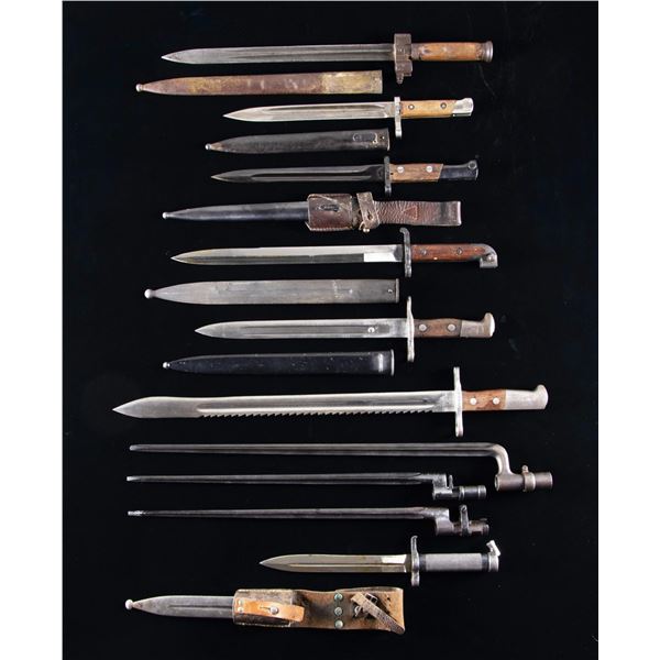 INTERESTING ASSORTMENT OF 10 EUROPEAN BAYONETS.