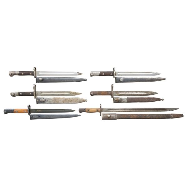 LOT OF SIX VARIOUS BAYONETS.