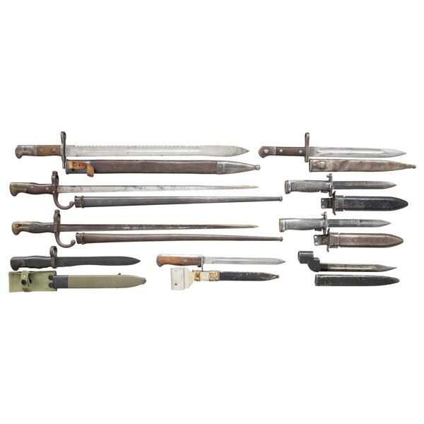 LOT OF NINE ASSORTED BAYONETS.