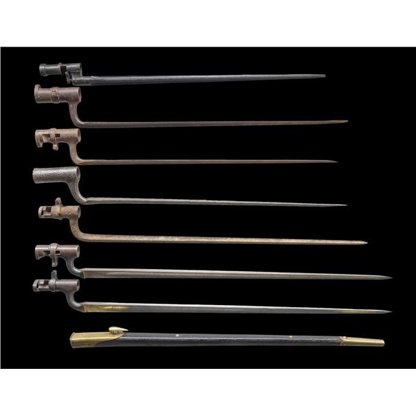 LOT OF 7 ASSORTED SOCKET RIFLE BAYONETS.