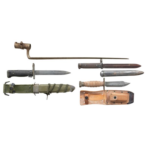 LOT OF 4 BAYONETS & KNIVES.