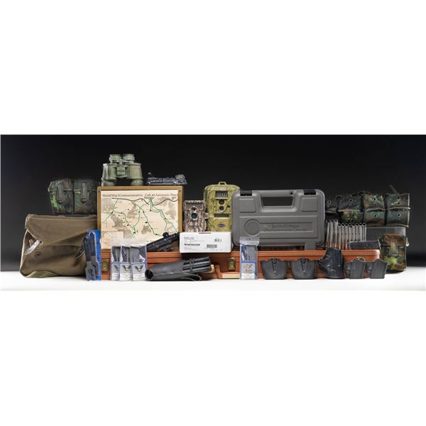FINE GROUPING OF FIREARMS RELATED ACCESSORIES.