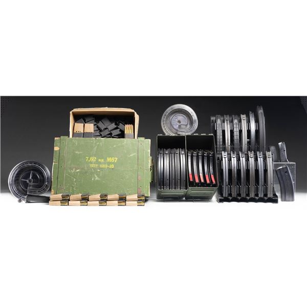 LOT OF ASSORTED MAGAZINES, M1 GARAND ENBLOCS, &