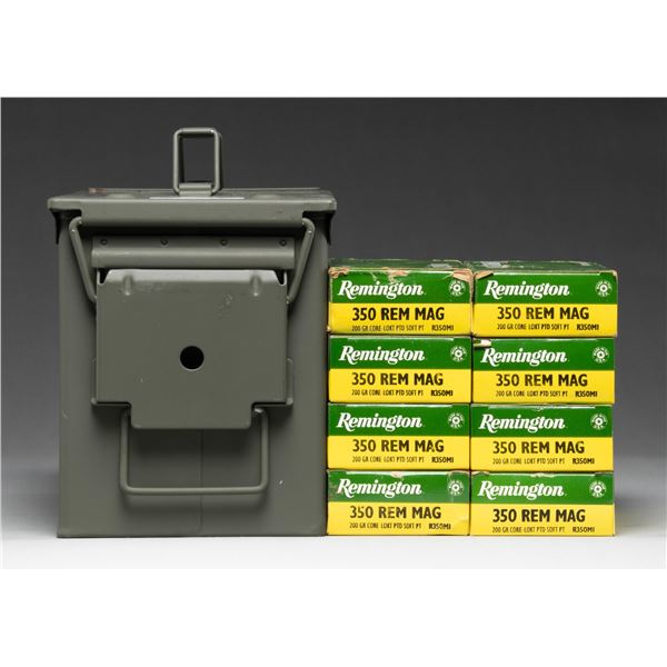 8 BOXES OF REMINGTON 350 REMINGTON MAGNUM AMMO.