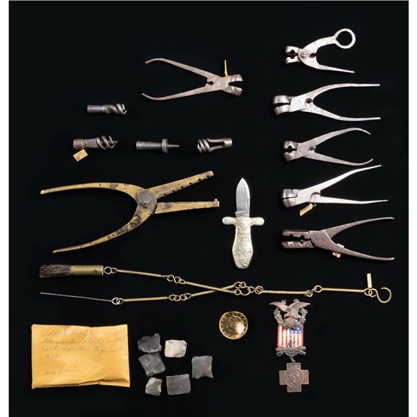 BULLET MOLDS, MISC. ITEMS PLUS PICK & BRUSH SET.