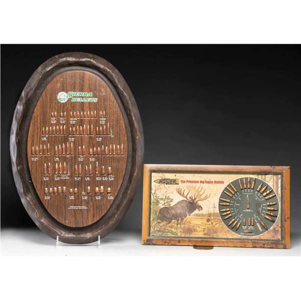 2 BULLET DISPLAY BOARDS - NOSLER AND SIERRA.