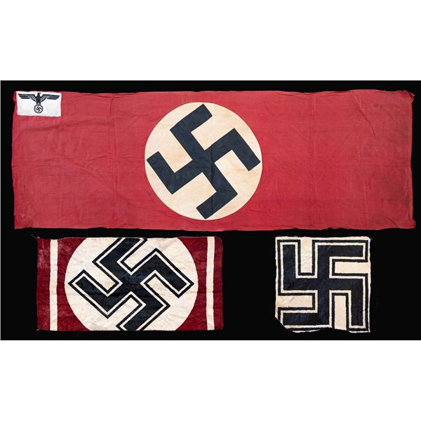 WWII GERMAN FLAG AND TAPESTRY PORTIONS.