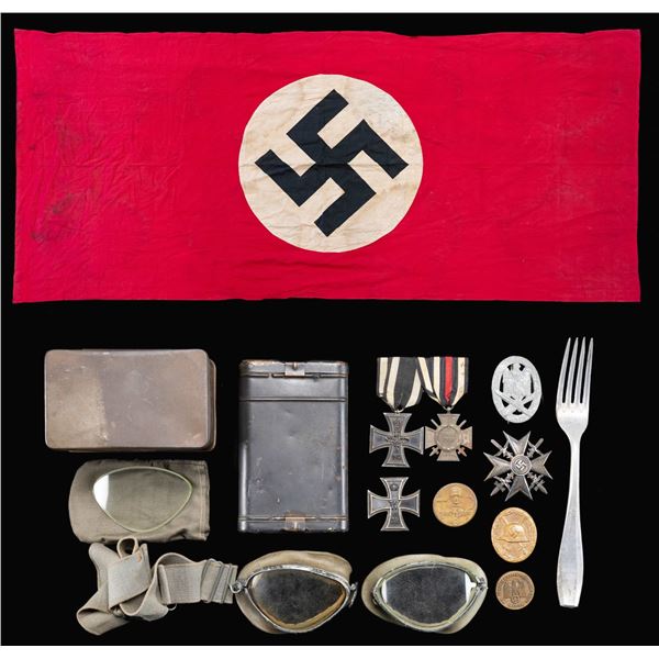 WWII GERMAN SPANISH CROSS, FLAG, MEDALS, & MORE.