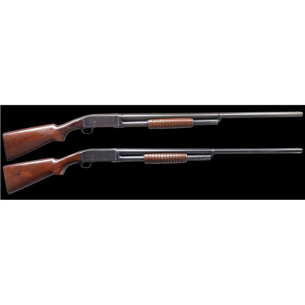 2 REMINGTON MODEL 10 PUMP ACTION SHOTGUNS.
