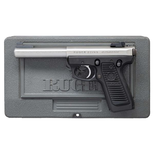 BOXED RUGER 22/45 TARGET SEMI-AUTO PISTOL.