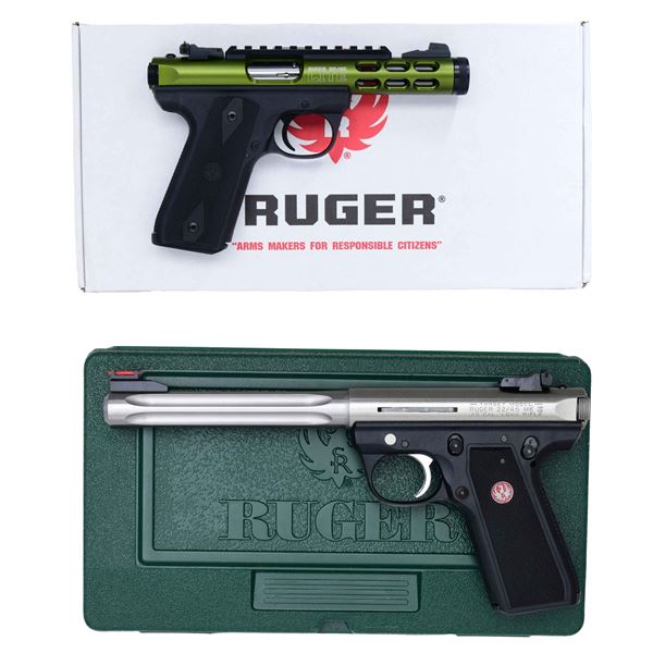 2 RUGER MARK III 22/45 SEMI AUTO PISTOLS WITH