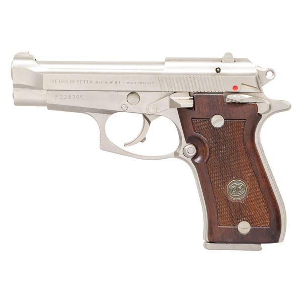 NICKEL BERETTA 85FS CHEETAH SEMI AUTO PISTOL.