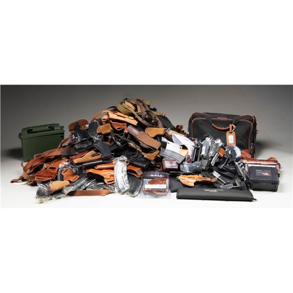 HUGE LOT OF ASSORTED HOLSTERS, KNIFE SHEATHS,