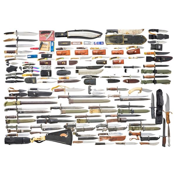 LARGE LOT OF ASSORTED KNIVES & EDGED WEAPONS.