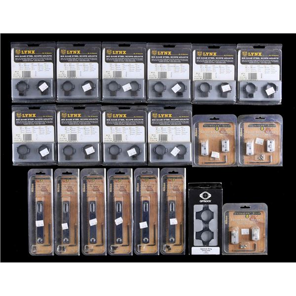 LOT OF ASSORTED SCOPE RINGS, MOUNTS, & BASES.