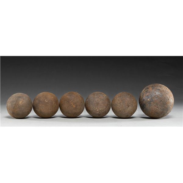 6 CIVIL WAR ERA CANNONBALLS.