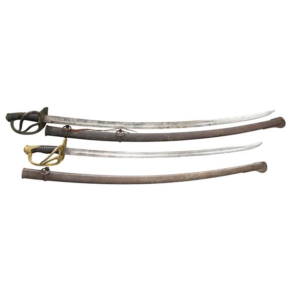 2 EUROPEAN MANUFACTURED US STYLE CAVALRY SABERS.