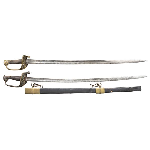 2 US M1850 FOOT OFFICER'S SWORDS.