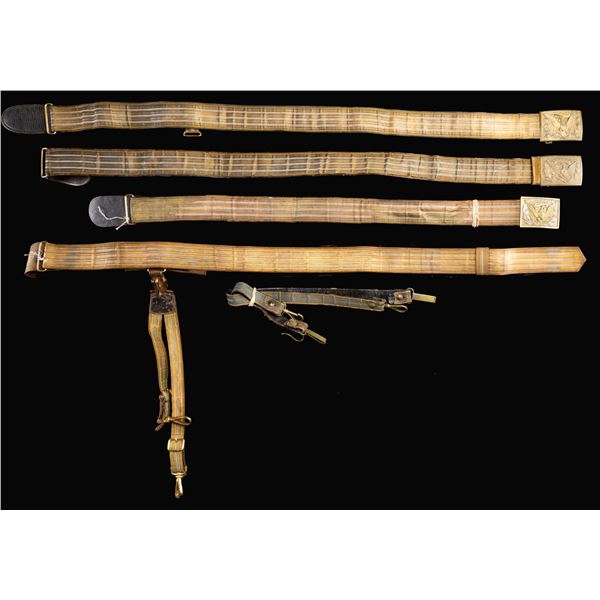 4 US INDIAN WAR ERA INFANTRY OFFICER BELTS.