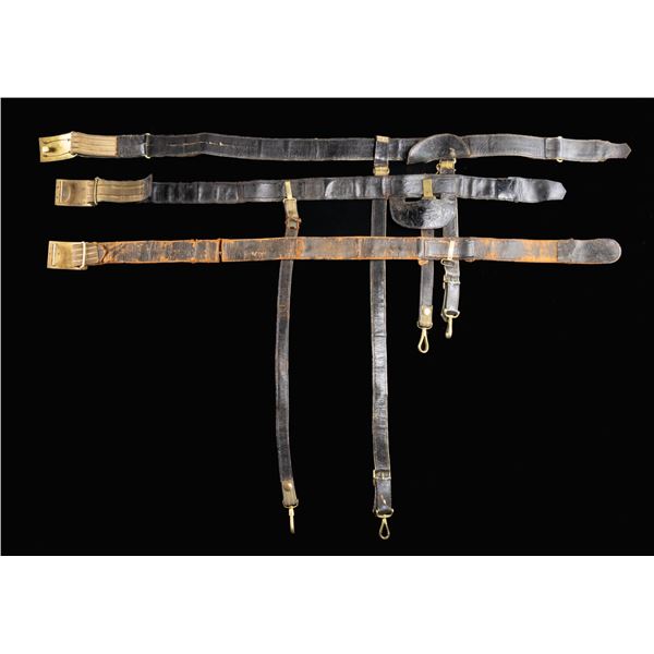 3 INDIAN WAR STAFF OFFICER BELTS AND BUCKLES.