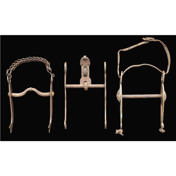 3 EARLY WESTERN HORSE BITS.