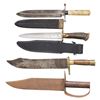 Image 2 : GROUP OF 4 VINTAGE & CUSTOM BOWIE KNIVES.